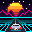 Synthwave Horizon running on a 32×32 LED panel